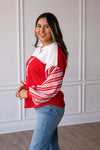 Red Candy Cane Sleeve Top