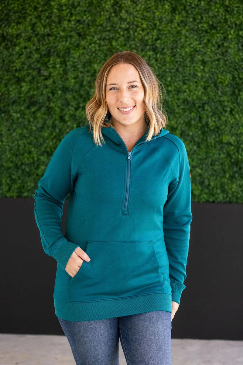 Teal Lux Half Zip Hoodie