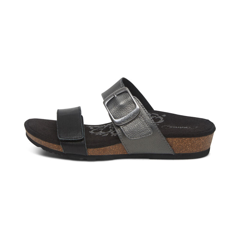 Aetrex Daisy Adjustable Slide, Black