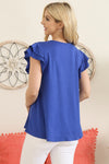 Flutter Sleeve Tops, Blue