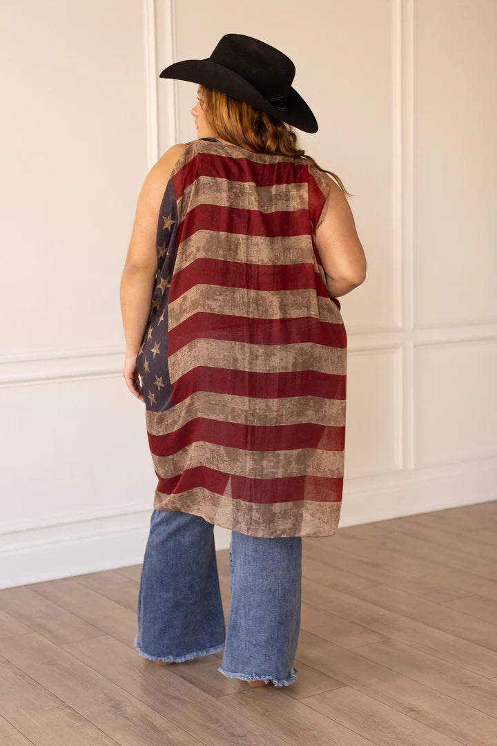 Vintage American Flag Vest