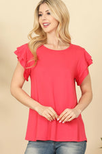 Flutter Sleeve Tops, Coral