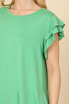 Flutter Sleeve Tops, Green