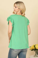 Flutter Sleeve Tops, Green