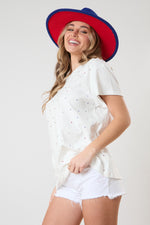 Red, White, & Blue Rhinestone Shirt, White