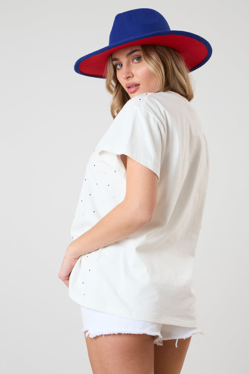 Red, White, & Blue Rhinestone Shirt, White