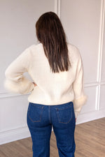 Cream Knit Feather Sweater