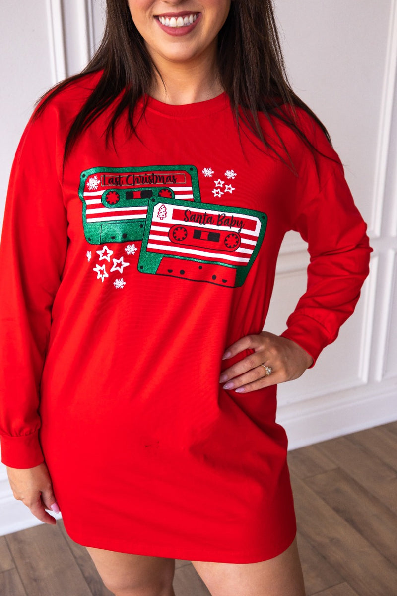 Retro Cassette Christmas Night Gown