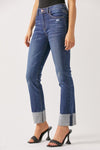 Risen Mid-Rise Straight Leg Jeans w/ Cuff