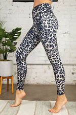 Snow Leopard Print Full Length Yoga Pants.