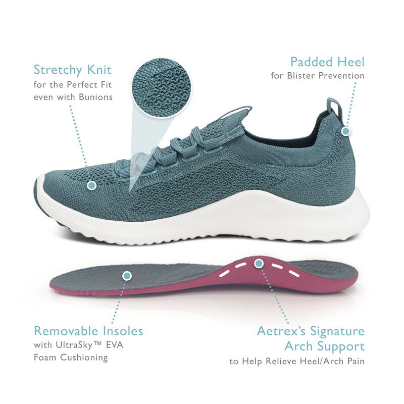 Aetrex Carly Arch Support Sneakers, Teal