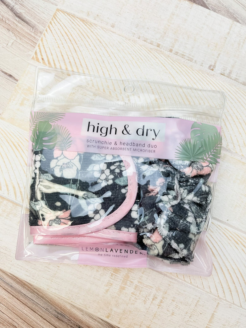 Lemon Lavender High & Dry Microfiber Scrunchie/Headband Duo