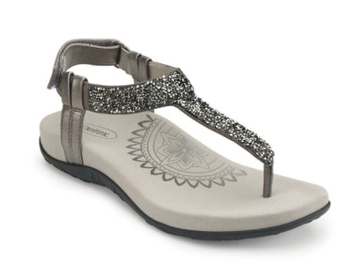 Aetrex Jade Sparkle Thong Sandal, Gunmetal