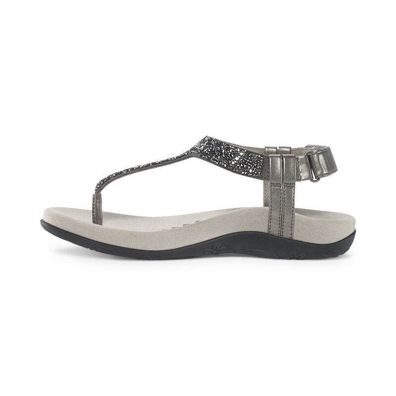 Aetrex Jade Sparkle Thong Sandal, Gunmetal