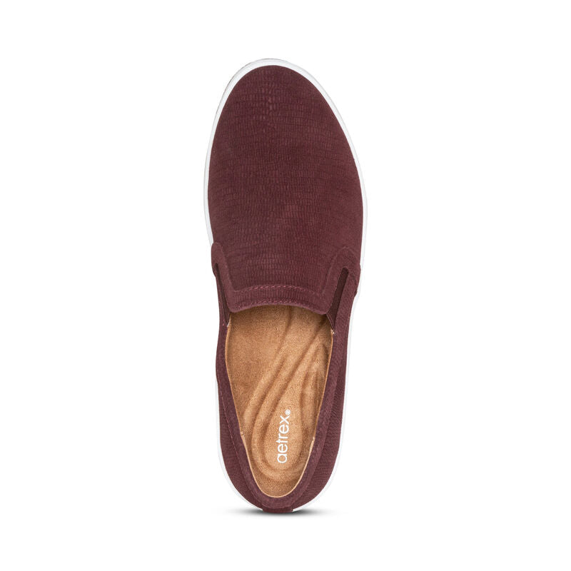 Aetrex Burgundy Croc Kenzie Slip-On Comfort Sneaker